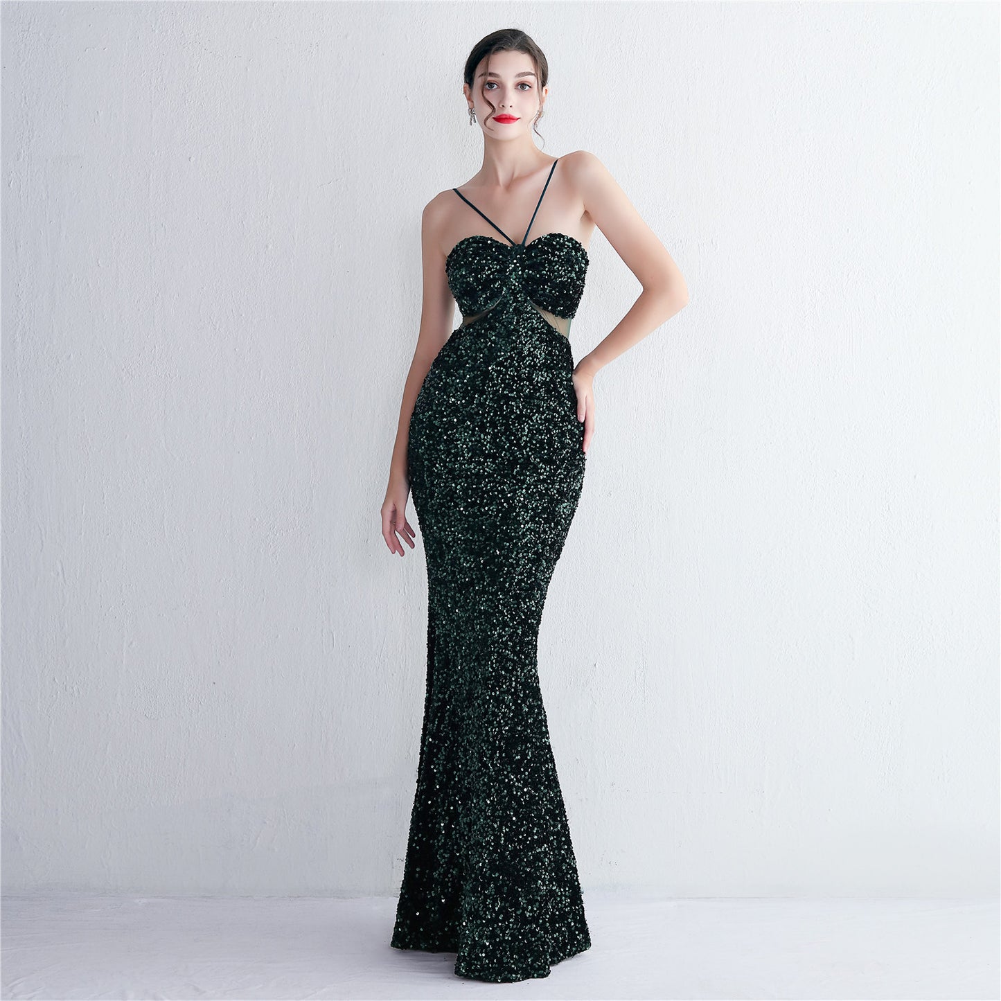 Cutout Sequin Gown