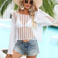 Hollow Out Boatneck Cover Up Shirt