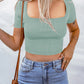 Knitted Square Collar Crop Top