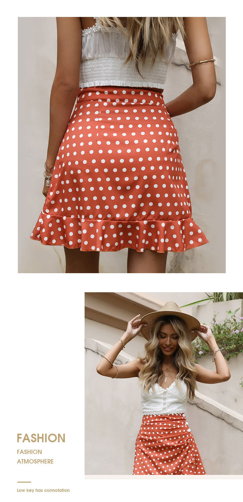 Polka Dot Retro Ruffled Skirt