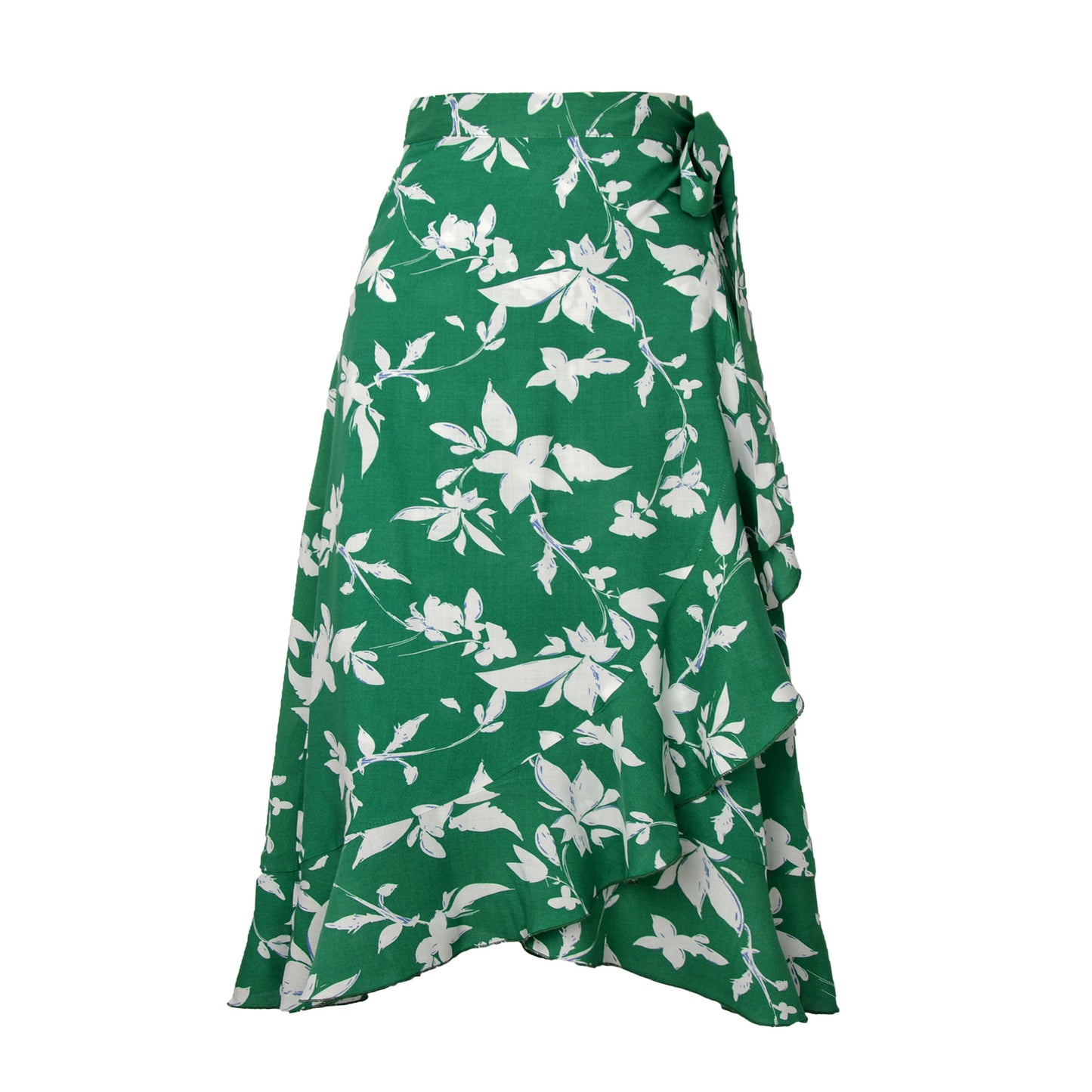Ruffled Hem Midi Wrap Skirt