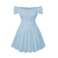 Off Shoulder Smocked Waist Mini Dress