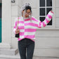 Checked Long Sleeve Knit Sweater