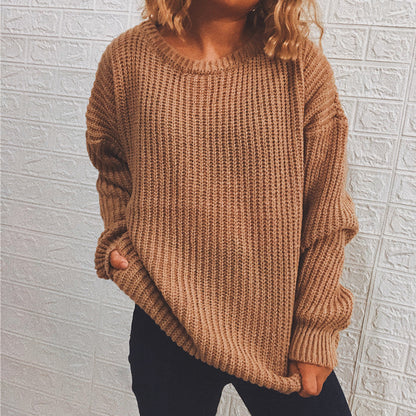 Loose Round Neck Long Sleeve Knit Sweater