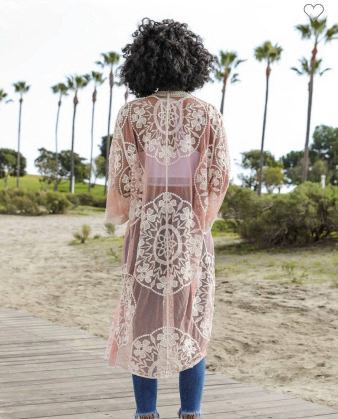 Lace Embroidered Beach Cover