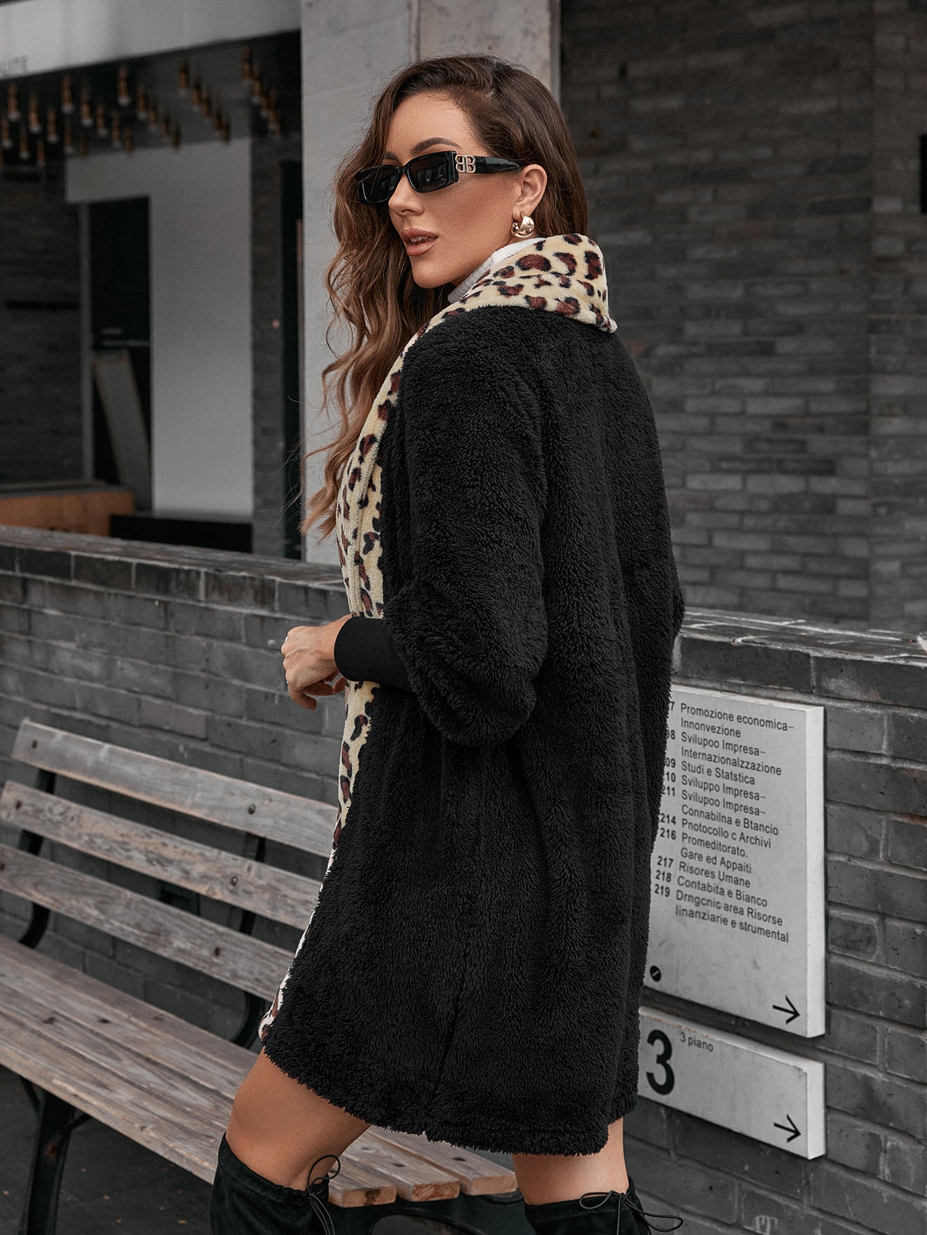Mid Length Leopard Trim Coat