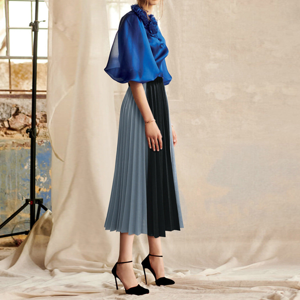 Two Tone Pleated Skirt