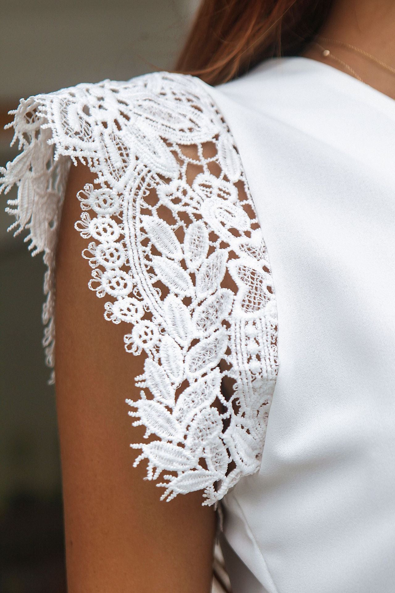 white Lace Sleeve Blouse