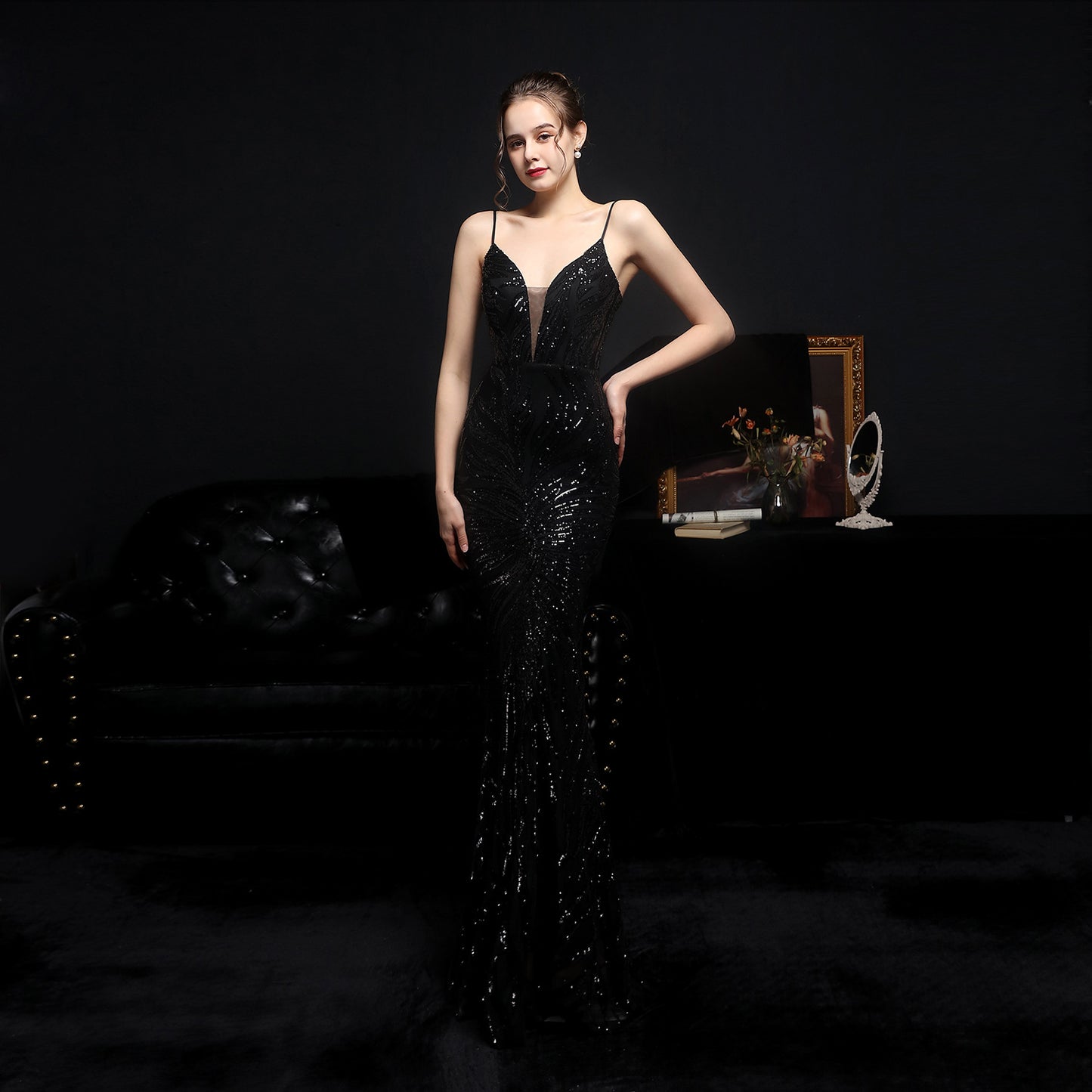 Alexandria Sequin Illusion Gown